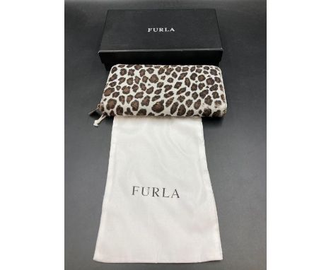 A Furla ladies leopard print purse boxed