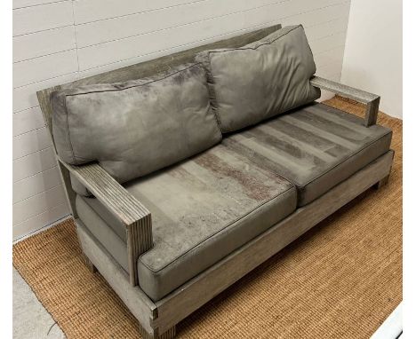 A two seater garden sofa with wooden frame (H85cm W190cm D92cm)