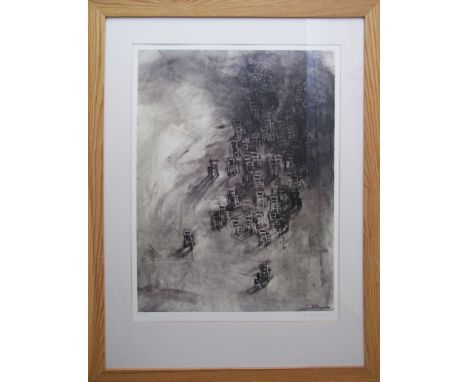 Alexis Vayianos (Cyprus) lithograph signed and numbered 44/150. Framed 110X81cm, the print 72X53cm.