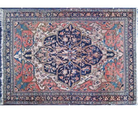 An antique Persian Tabriz Haj Jalili hand made wool carpet 105X147cm, late 19th / early 20th century. Pile good, some tears a