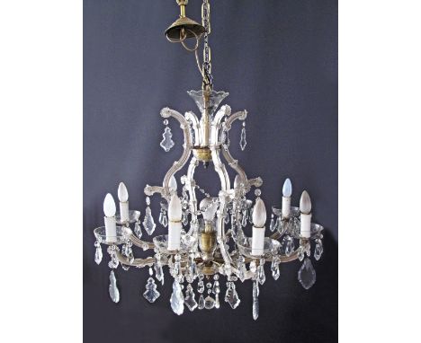 An eight light crystal chandelier. W80cm.