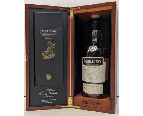 A bottle of Midleton Single Pot Still Irish Whiskey, Barry Crockett Legacy Triple Distilled Irish Whisky, bottle number 73, w