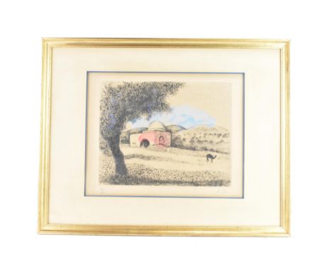Marc Chagall (1887-1985) A limited edition hand coloured etching, 'La Tombe de Rachel', from La Bible series, numbered 100/10