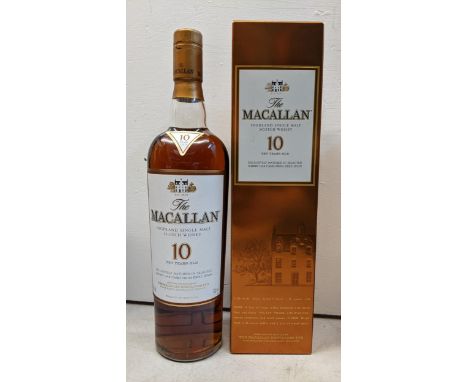 A boxed bottle of Macallan Highland 10 Year Old Single Malt Scotch Whisky, 40%, 700mlIf there is no condition report shown, p