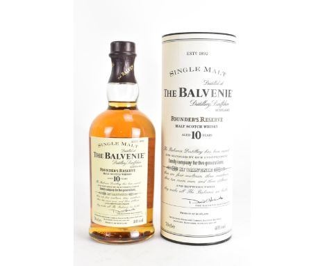 A bottle of The Balvenie single malt Founder's Reserve malt Scotch Whisky, age 10 years, 40% vol, 70cl, in original tubular b