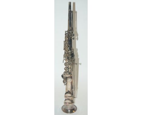 AN EVETTE &amp; SCHAEFFER WHITE-METAL ALTO SAXAPHONE stamped Evette &amp; Schaeffer, Buffet Crampon &amp; Co, with Paris addr