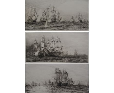 WILLIAM LIONEL WYLLIE RA, RE, RBA, RI, NEA (BRITISH 1851 - 1931) THE BATTLE OF TRAFALGAR Drypoint etching, signed, 19.5 x 41c