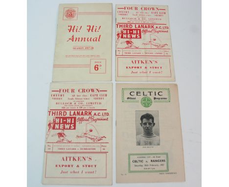 SEVEN VARIOUS SCOTTISH MATCH PROGRAMMES COMPRISING: Third Lanark v. Dundee United, Scottish League Cup, 18th August, Third La