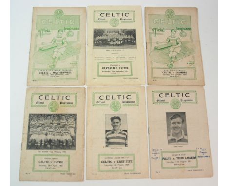 A COLLECTION OF TWENTY-FIVE CELTIC HOME MATCH PROGRAMMES FROM THE 1950s including Motherwell, League Cup, Quarter-Final, 16/9