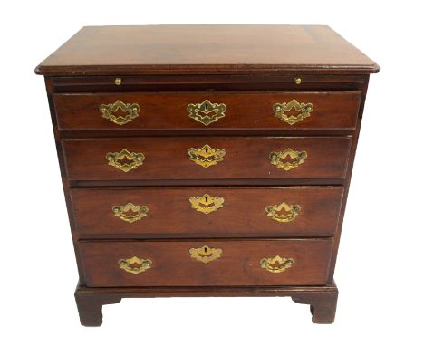 A Georgian mahogany chest the moulded top above a brush slide and four graduated drawers and on bracket feet, 79cm high x 79c