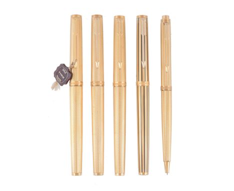  Parker, Premier, a selection of pens and a pencil,   to include: a fountain pen; three rollerball pens; and a pencil Please 