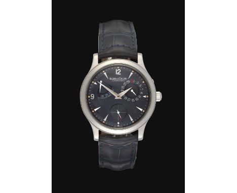 (calibre JLC 928) lever movement signed, adjusted to six positions, dark blue dial with Arabic and dagger markers, two dials 