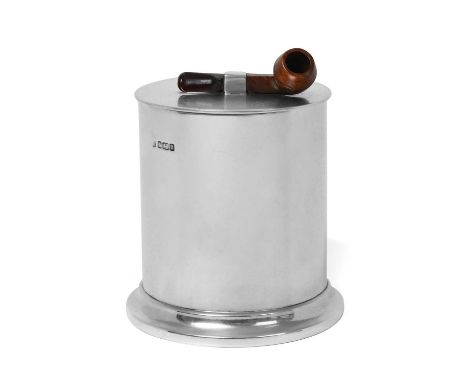 cylindrical and on spreading slightly stepped foot, the pull-off cover with carved wood and resin pipe finial12cm high, gross