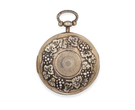 in the form of a pocket-watch case, the base and cover each with a band of fruiting grapevines and an engine-turned centre, w