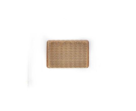 oblong, the base, sides and hinged cover each engine-turned with lozenge motifs46mm wide, 19dwt, 29grFully marked in base and