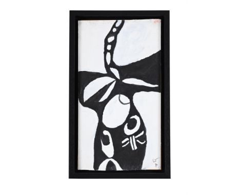 λ  EWART JOHNS (BRITISH 1923-2013) BLACK ON WHITE Oil on canvas laid to board Signed with initials and dated 99 (lower right)
