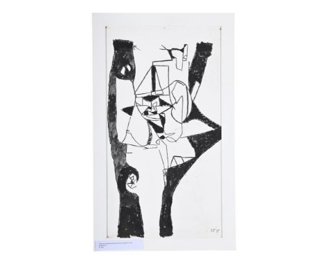 λ  EWART JOHNS (BRITISH 1923-2013) BLACK ON WHITE Oil on canvas laid on board  Signed with initials and dated '97 (lower righ