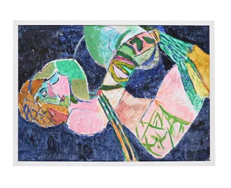 λ  EWART JOHNS (BRITISH 1923-2013) SWING LADY  Oil on board Signed with initials and indistinctly dated (lower right) signed,