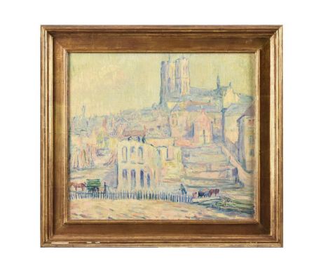 λ  FERNAND VERHAEGEN (BELGIAN 1883-1975) FRENCH CATHEDRAL VIEW Oil on canvas Signed (lower right) 45.5 x 50.5cm (17¾ x 19¾ in