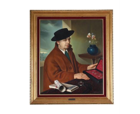 λ  LUIGI TAGLIARINI (ITALIAN 1919-2007) THE COIN COLLECTOR  Oil on board  Signed (lower right) 58 x 48cm (22¾ x 18¾ in.)  Pro