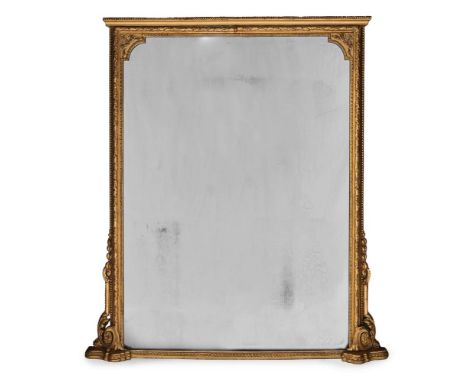 A VICTORIAN GILTWOOD OVERMANTEL MIRROR CIRCA 1880 134cm high, 131cm wide, 10cm protuberance   Condition Report:  PLEASE NOTE: