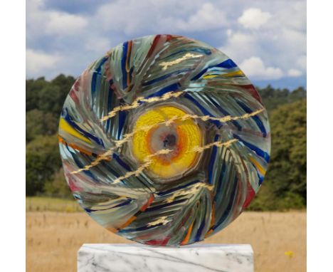 Garden Sculpture:Martyn Barratt  Moon Light Kiln formed glass Unique Signed 80cm.; 31½ins high by 70cm.; 27½ins wide by 10cm.
