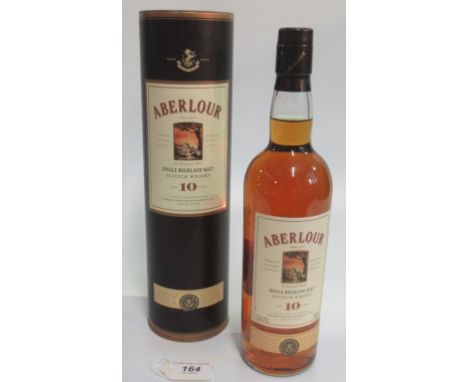 A bottle of 10 year old Aberlour Single Highland Malt Scotch Whisky.