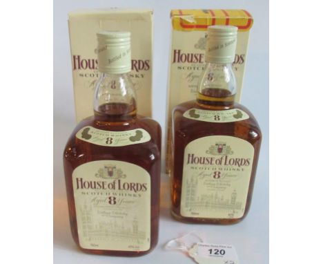 Two bottles of 8 year old House of Lords De Luxe Blended Scotch Whisky, 750ml, 40% vol.