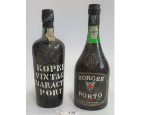 A bottle of Borges Ruby Port, together with a bottle of Kopke Vintage Character Port.