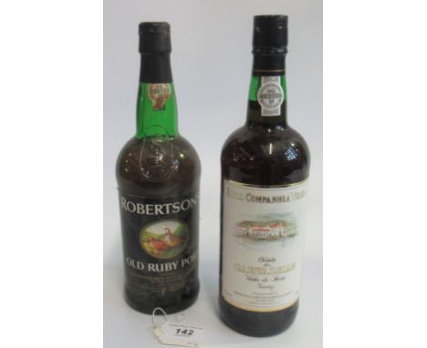 A bottle of Robertson's Old Ruby Port, together with a bottle of Carvalhas Tawny Port.