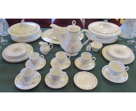 A Ridgway Pavan design part-dinner service, comprising: meat plates, tureens, coffee pot, sauce boat, coffee cans and other r