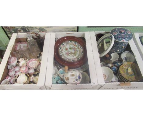 Three boxes containing a large quantity of miscellaneous china and glass, to include: Royal Worcester Evesham pattern, tea cu