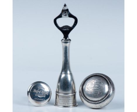 This sterling silver trio features a bottle opener marked Wentworth-By-The-Sea Presidents' Cup Winner, a corked bottle topper