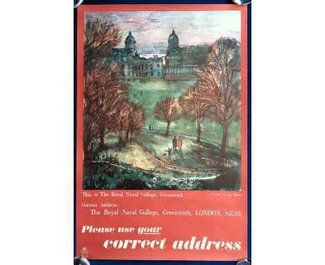 Collectables, Poster, original lithograph poster with artwork by John Minton, depicting The Royal Naval College Greenwich, is