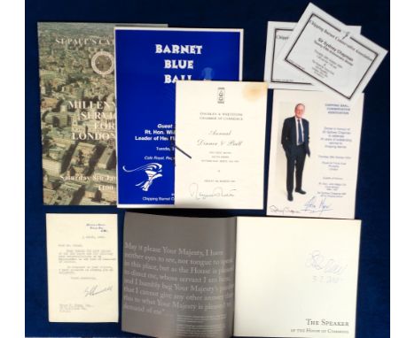 Autographs, Politics, 6 autographs to comprise Manny Shinwell (1884-1986) UK Minister of Defence, a typed letter signed in in