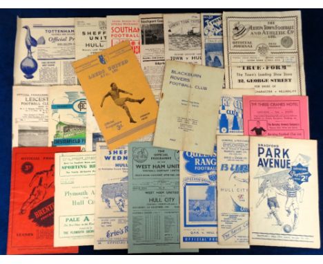 Football programmes, Hull City Aways 1949/50, 23 programmes, inc. Bradford Park Avenue, West Ham, Sheffield Weds, Barnsley, S