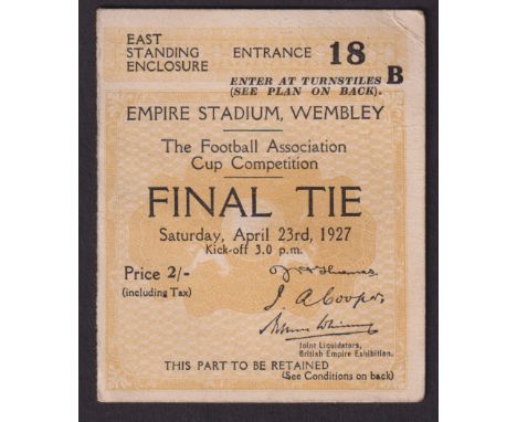 Football ticket, FAC Final 1927, Arsenal v Cardiff City (some slight wear gen gd) (1)