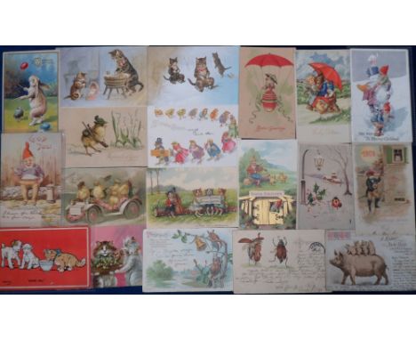Postcards, a collection of 48 cards to include Anthropomorphic (animals and birds) (24), M. Morris Cat cards (5), Sport inc 1