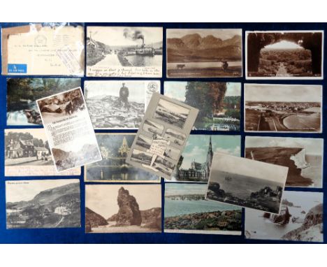 Postcards, a selection of 18 postcards and 1 envelope, mostly for postmark interest. Includes 'Cachet for Salvaged Mail Aircr