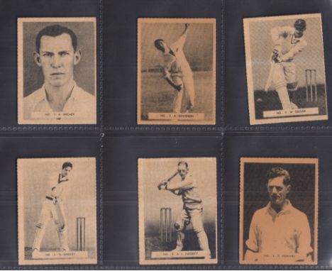Trade cards, Australia, Potter & Moore, Famous Cricketers, 'M' size, (set 20 cards) (some sl toning, gen gd)