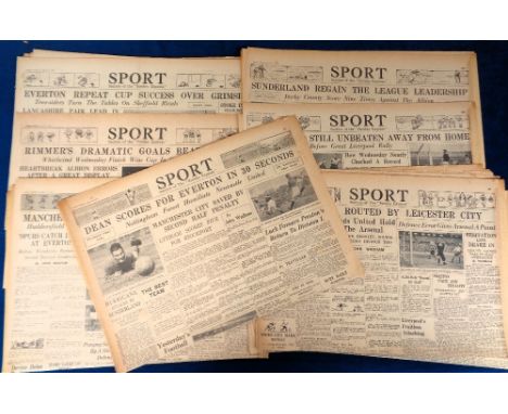 Football newspapers, Sunday Express, a complete set of 36 editions of the 'Sport' section of the newspaper from Aug 1934 to A