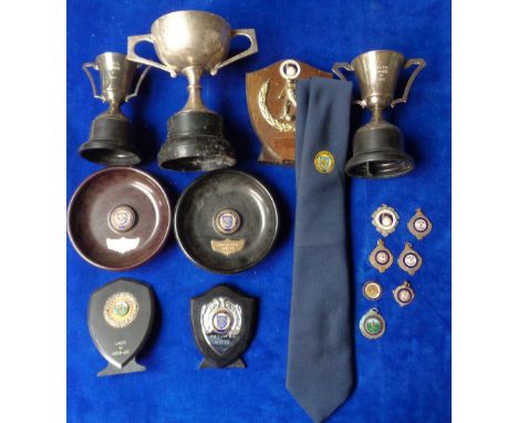 Football trophies & medals, a selection of Basingstoke area Football medals and trophies 1960/70's inc. North Hants Lads Leag