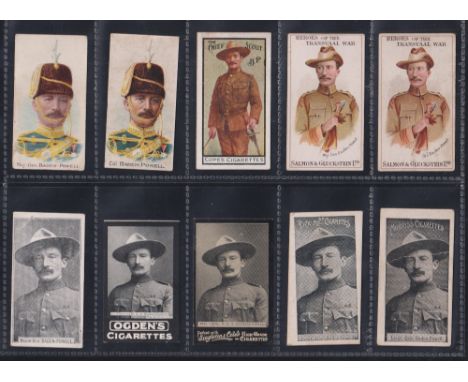 Cigarette cards, Scouting, 20 type cards all depicting Baden Powell, includes ERB Boer War PAM, Salmon & Gluckstein Transvaal