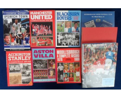 Football books, Breedon's/ Yore publications, a collection of 9 club histories, 8 with dust jackets for Manchester Utd, Accri