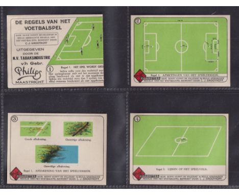 Cigarette cards, Holland, Philips (Groothoff), Rules of Football, 'L' size (set, 55 cards) (most with light glue marks to cor