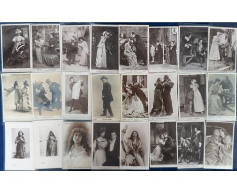 Postcards, Theatre, a theatrical selection of approx. 110 RPs of Edwardian actors, actresses, and play scenes inc. 'Hussan' (