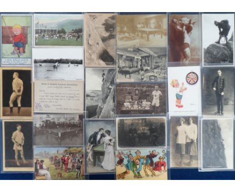 Postcards, Sport, a sporting mix of approx. 43 cards and 2 photographs of various sports, inc. baseball (7), bowls (9), billi