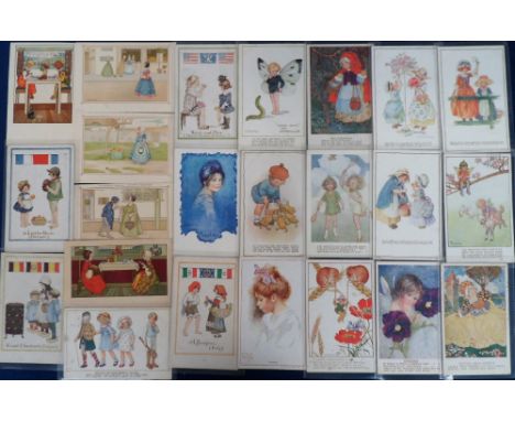 Postcards, Children, a collection of 70+ cards to include M. Sowerby (37), Ethel Parkinson (27), Willebeek Le Mair (6) and mo