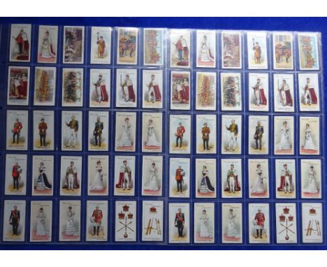 Cigarette cards, Wills, Coronation Series 1902, 2 sets each with 60 cards, wide and narrow arrow versions (no. 1 wide arrows 