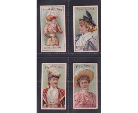 Cigarette cards, Smith's, Advertisement Cards, 4 cards, all Beauties, ref H404, pictures nos 1, 2, 10 (light staining to back